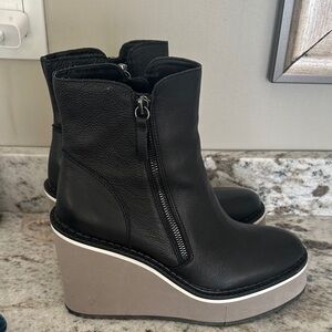 Naked Feet Black and Cream Wedge Boots